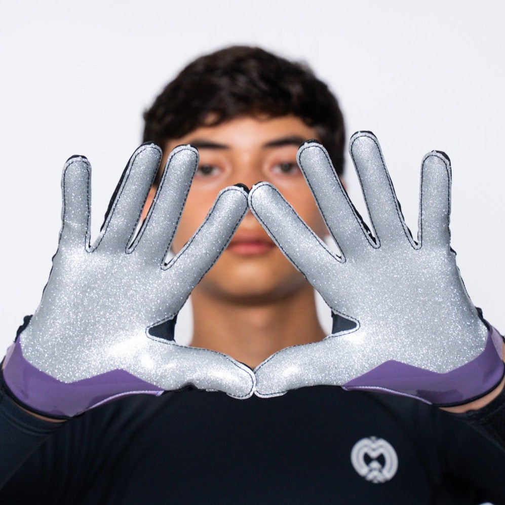 Purple & Silver EVO2 Football Gloves