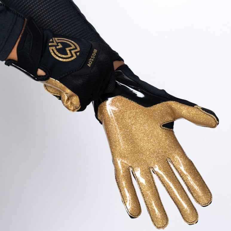 Black and Gold Wide Receiver Gloves | Pro Grip Gloves – Massov