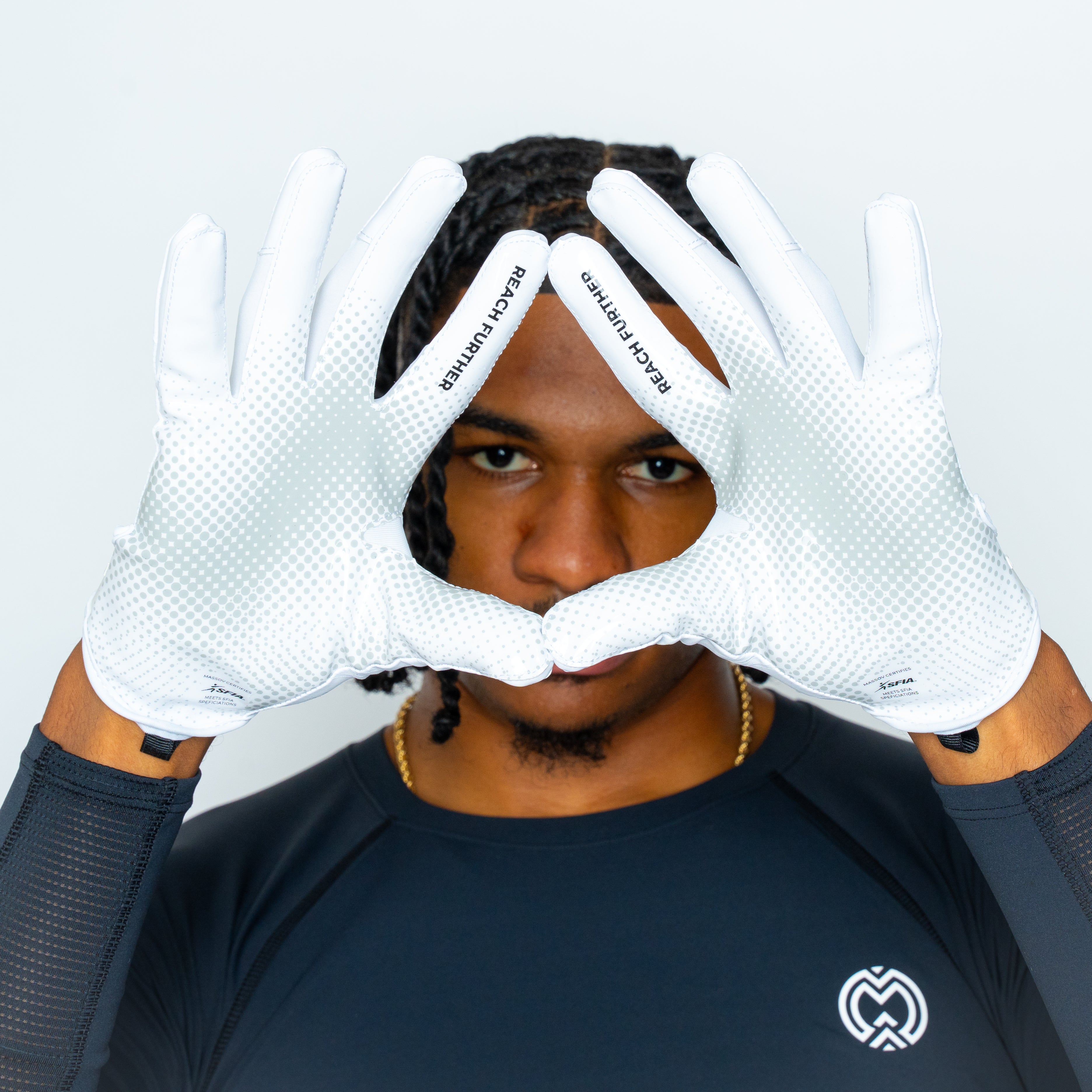 VPRO3 White Receiver Football Gloves