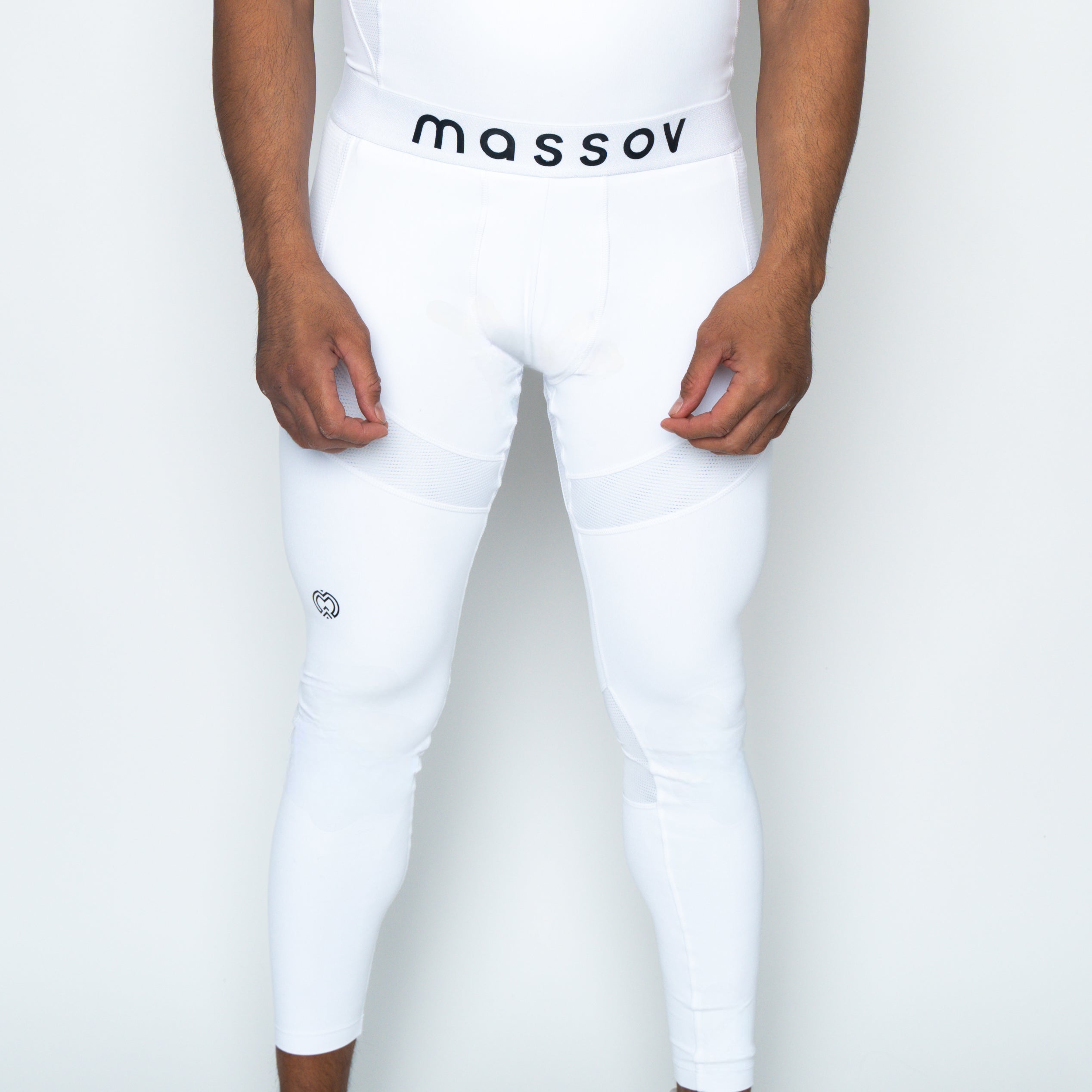 Iiniim Men's Compression Base Layer Shorts - Bodybuilding Yoga Capris Tights, White, Medium