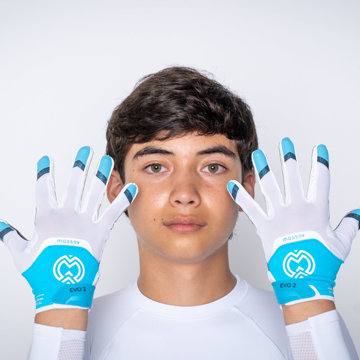 Blue Iridescent EVO2 Football Gloves