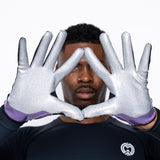 Purple & Silver EVO2 Football Gloves