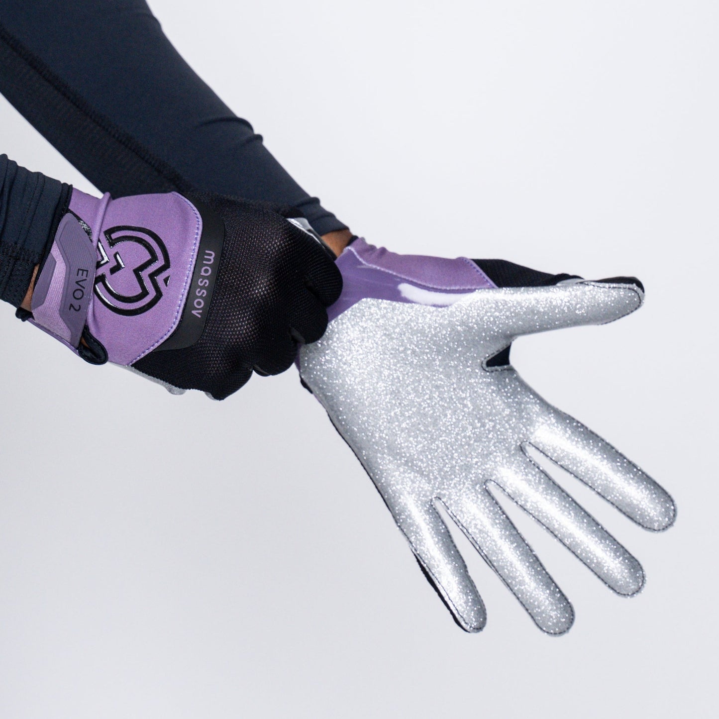 Purple & Silver EVO2 Football Gloves